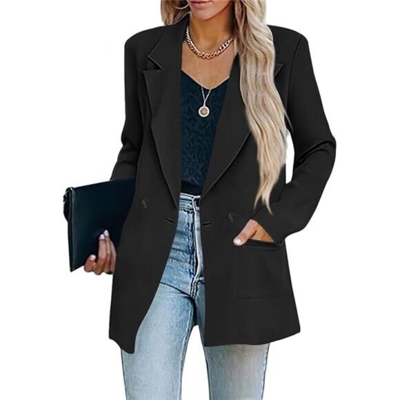 Womens Casual Blazers Oversized OpenFront Cardigan LongSleeve Work Office Blazer - Picture 6 of 6